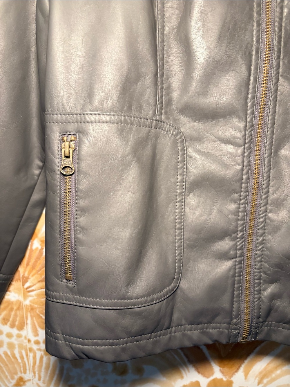 Faded Glory Black Faux Leather Moto Jacket Zip Pockets Women’s Edgy - Picture 7 of 13